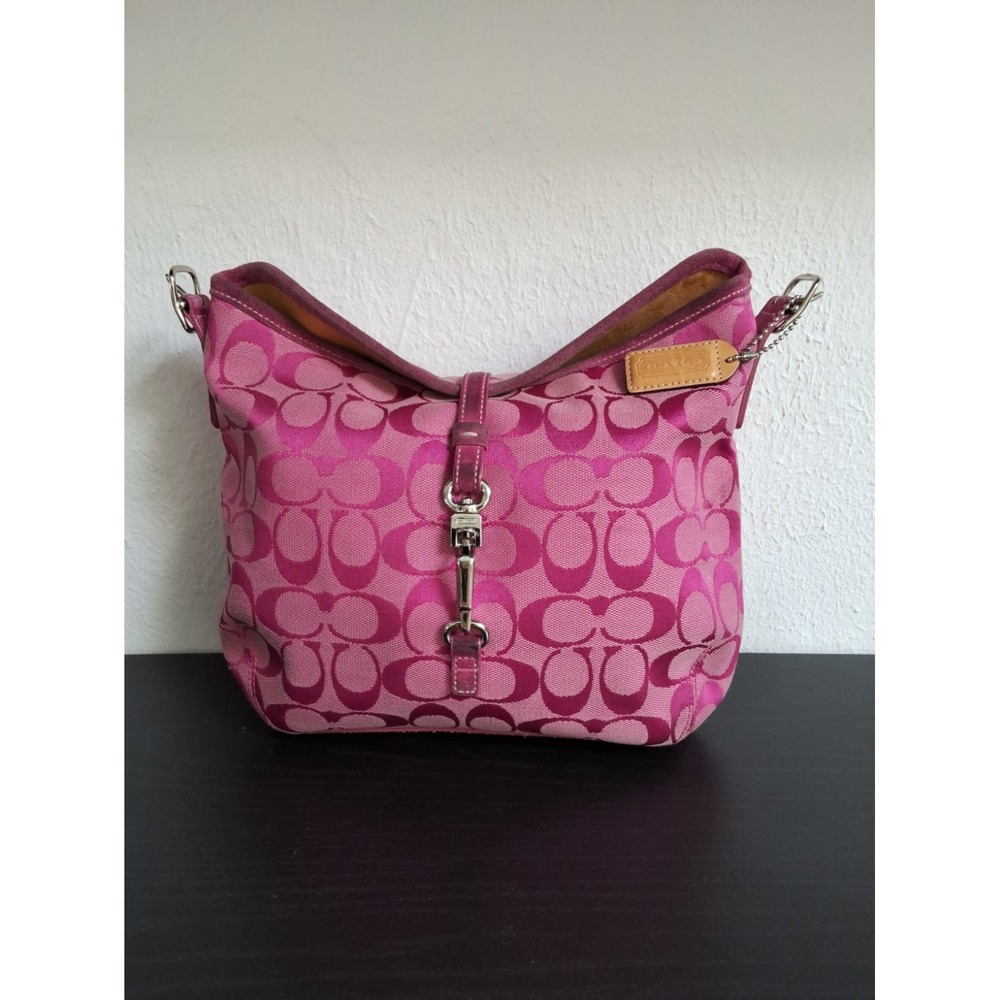 Coach Canvas Hampton Y2K Era Pink Classic "C" Hobo Bag